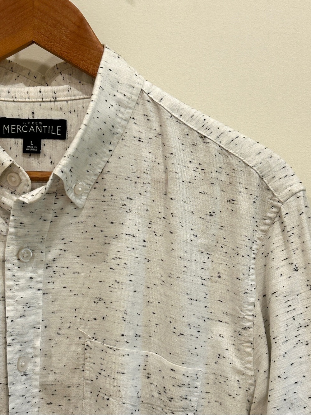 J. Crew Mercantile White and Navy Embroidered Button-Down Shirt